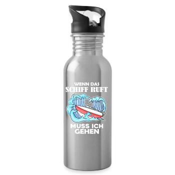 Boote Motorboot Kapitän Boot Seefahrt Geschenk - Trinkflasche mit integriertem Trinkhalm - Lightsilver - Rechts