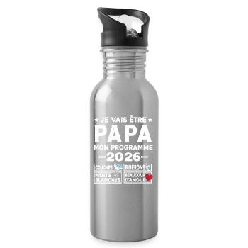 Je vais être papa mon programme en 2026 - Gourde avec paille intégrée - argent clair - Droite