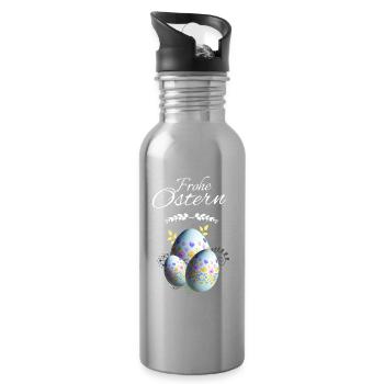 Blumen Ostereier Frohe Ostern - Trinkflasche mit integriertem Trinkhalm - Lightsilver - Rechts
