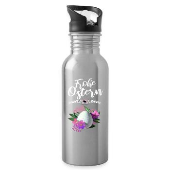 Frohe Ostern Osterei Floral - Trinkflasche mit integriertem Trinkhalm - Lightsilver - Rechts