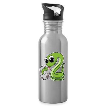 Schlange Familie - Schlange mit Baby - Schlangen - Trinkflasche mit integriertem Trinkhalm - Lightsilver - Rechts