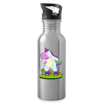 Unicorn Roller Skating Roller Skates - Water bottle with straw - silver - Right
