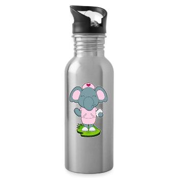 Elephant Nurse - Water bottle with straw - silver - Right