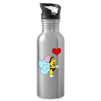 Mariage en ballon Bee Bride - Gourde avec paille intégrée - argent clair - Droite