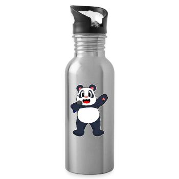 Panda Singer Chant au micro - Gourde avec paille intégrée - argent clair - Droite