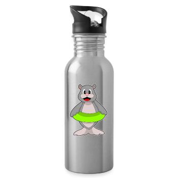 Seal Swimming Swimming Ring Summer - Water bottle with straw - silver - Right