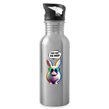 Hipster Easter Bunny Too Hip to Hop - Water bottle with straw - silver - Right