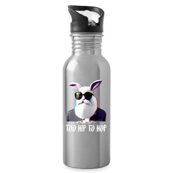 Lapin hipster cool trop branché pour hop - Gourde avec paille intégrée - argent clair - Droite