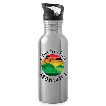 woschechta Mühl4tla-waschechter Mühl4tler, Dialekt - Trinkflasche mit integriertem Trinkhalm - Lightsilver - Rechts
