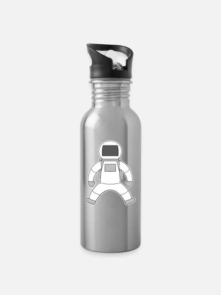 Astronaut Motiv - Trinkflasche mit integriertem Trinkhalm - Lightsilver