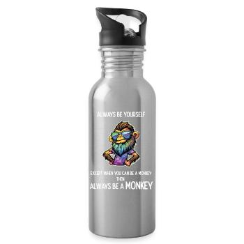 Always Be a Monkey - Water bottle with straw - silver - Right