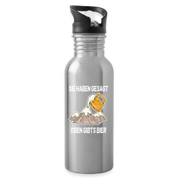 Bier Berg Berge Spruch - Trinkflasche mit integriertem Trinkhalm - Lightsilver - Rechts