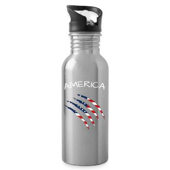 United States of America, USA, America  - Trinkflasche mit integriertem Trinkhalm - Lightsilver - Rechts