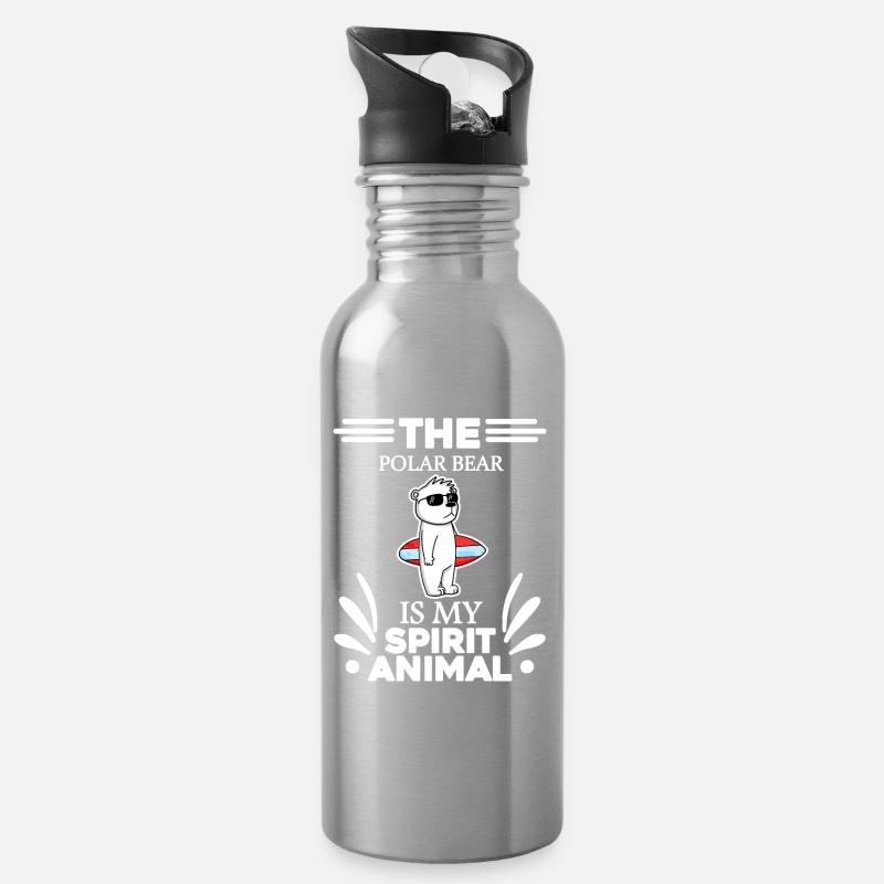Eisbär Polarbär Bär - Trinkflasche mit integriertem Trinkhalm - Lightsilver