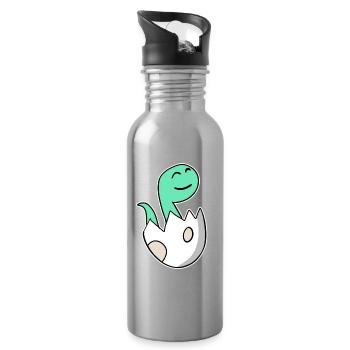 Dinosaurier Ei Dino Baby Motiv - Trinkflasche mit integriertem Trinkhalm - Lightsilver - Rechts
