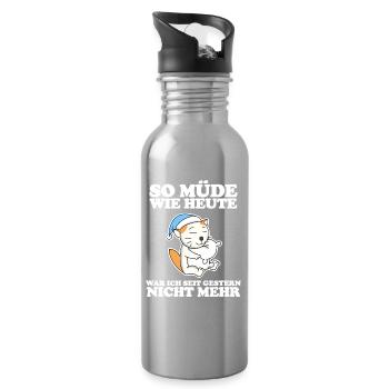 Müde Spruch lustig Schlafen - Selkirk Rex - Trinkflasche mit integriertem Trinkhalm - Lightsilver - Rechts
