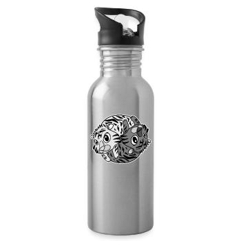 Tiger Yin Yang - Trinkflasche mit integriertem Trinkhalm - Lightsilver - Rechts
