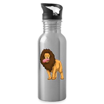 Viande de lion - Gourde avec paille intégrée - argent clair - Droite