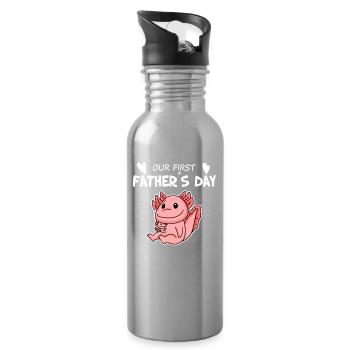 Vatertag - erster Vatertag Geschenk - Trinkflasche mit integriertem Trinkhalm - Lightsilver - Rechts