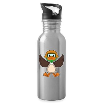 Ente Pilot Pilotenmütze - Trinkflasche mit integriertem Trinkhalm - Lightsilver - Rechts