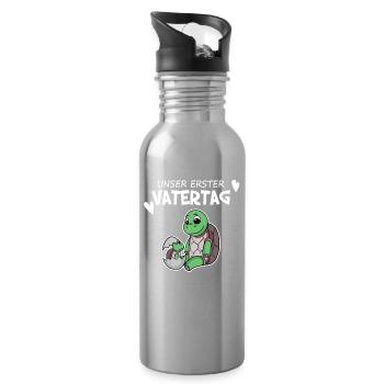 Vatertag - erster Vatertag Geschenk - Trinkflasche mit integriertem Trinkhalm - Lightsilver - Rechts