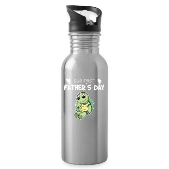 Vatertag - erster Vatertag Geschenk - Trinkflasche mit integriertem Trinkhalm - Lightsilver - Rechts