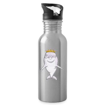 Dolphin Crown - Water bottle with straw - silver - Right
