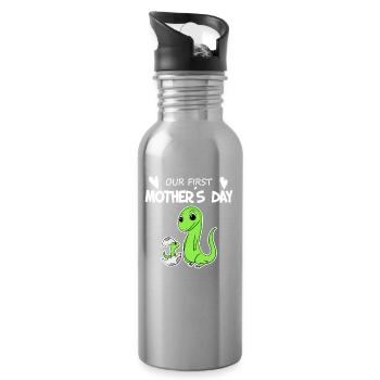 Mother's Day - First Mother's Day Gift - Water bottle with straw - silver - Right