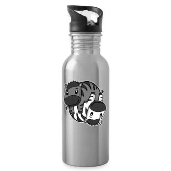 Zebra Yin Yang Symbol - Water bottle with straw - silver - Right
