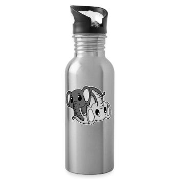 Elephant Yin Yang Symbol - Water bottle with straw - silver - Right