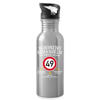 49. Geburtstag Schonend Behandeln Oldtimer Ist 49 - Trinkflasche mit integriertem Trinkhalm - Lightsilver - Rechts