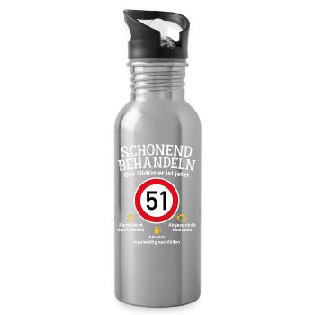 51. Geburtstag Schonend Behandeln Oldtimer Ist 51 - Trinkflasche mit integriertem Trinkhalm - Lightsilver - Rechts