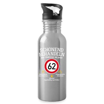 62. Geburtstag Schonend Behandeln Oldtimer Ist 62 - Trinkflasche mit integriertem Trinkhalm - Lightsilver - Rechts