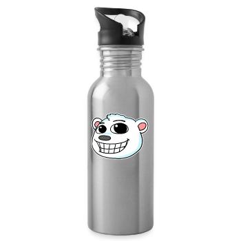 Polar Bear Head - Water bottle with straw - silver - Right