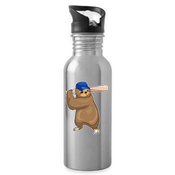 Sloth Baseball Baseball Bats - Water bottle with straw - silver - Right
