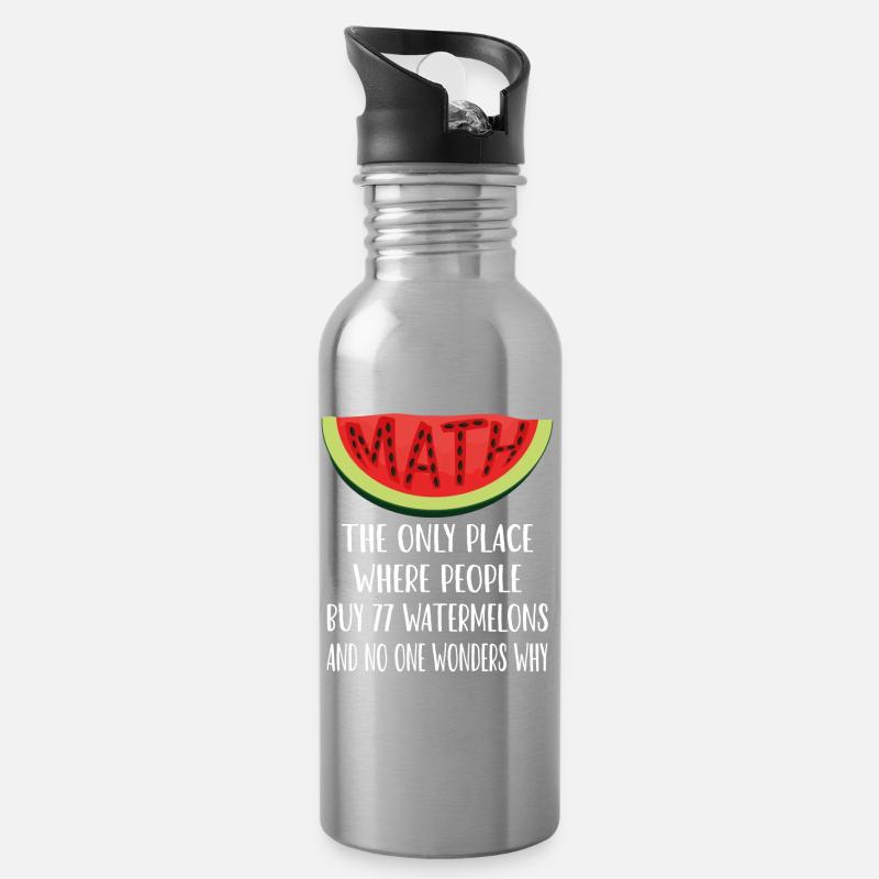 Mathematik und Wassermelonen - Trinkflasche mit integriertem Trinkhalm - Lightsilver