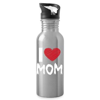 Ich liebe Mama - Trinkflasche mit integriertem Trinkhalm - Lightsilver - Rechts