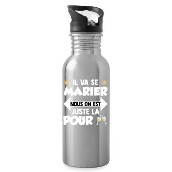 Humour EVG Cadeau Futur Marié Garçon Mariage Team - Gourde avec paille intégrée - argent clair - Droite