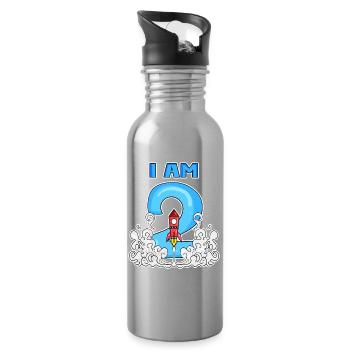 2 Birthday Boy Astronaut Rocket - deux ans - Gourde avec paille intégrée - argent clair - Droite