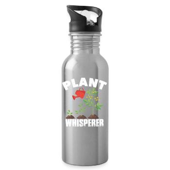pflanzen flüstern garten gärtner gärtnern gartenarbeit - Trinkflasche mit integriertem Trinkhalm - Lightsilver - Rechts