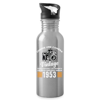 Caméra vintage 1953 cadeau anniversaire humour - Gourde avec paille intégrée - argent clair - Droite