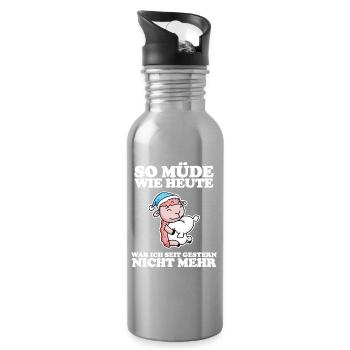 Schlafen Ausschlafen Faul - Trinkflasche mit integriertem Trinkhalm - Lightsilver - Rechts