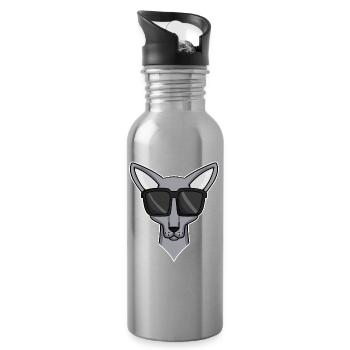 cool cat with sunglasses - cat breed Sphynx - Water bottle with straw - silver - Right