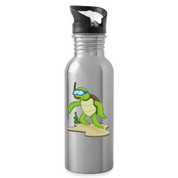 Schildkröte Taucher Schnorchel Tauchen - Trinkflasche mit integriertem Trinkhalm - Lightsilver - Rechts