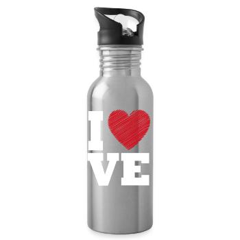 Typographie Love Heart pour la Saint-Valentin - Gourde avec paille intégrée - argent clair - Droite