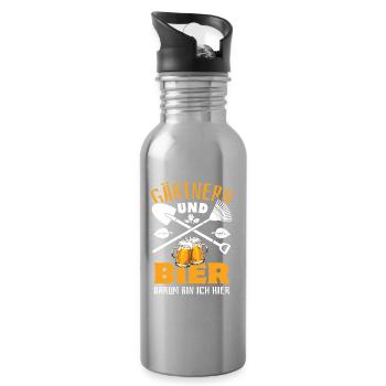 Gärtnern und Bier - Garten Pflanzen - Trinkflasche mit integriertem Trinkhalm - Lightsilver - Rechts