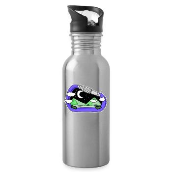 Carabiner Carabiner Mountain Mountains Mountain Peaks - Water bottle with straw - silver - Right