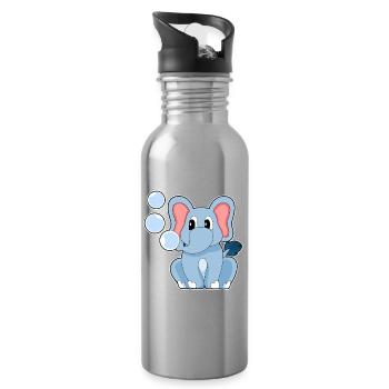 Éléphant mignon - Gourde avec paille intégrée - argent clair - Droite