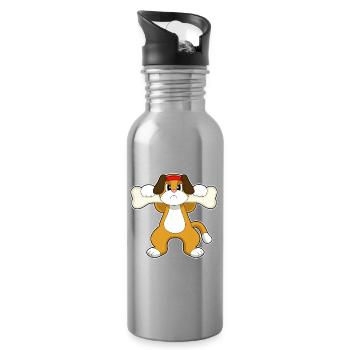 Os de chien - Gourde avec paille intégrée - argent clair - Droite
