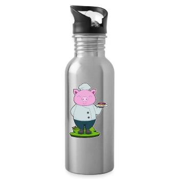 Cuisson du porc Cuisson de la viande - Gourde avec paille intégrée - argent clair - Droite